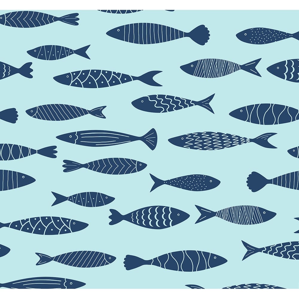 Seabrook Designs Bay Fish Unpasted Wallpaper