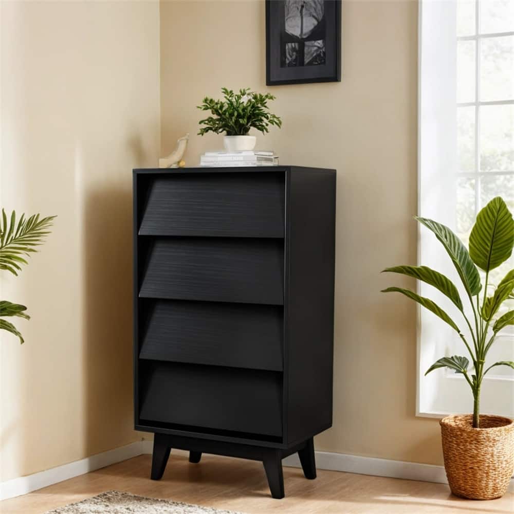 4 Drawer Double Dresser Features Vintage-style and Bevel Design