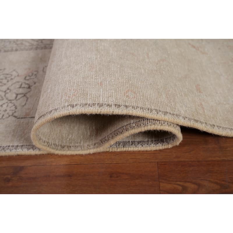 Muted Distressed Tabriz Persian Antique Area Rug Handmade Wool Carpet - 9'8" x 13'0"