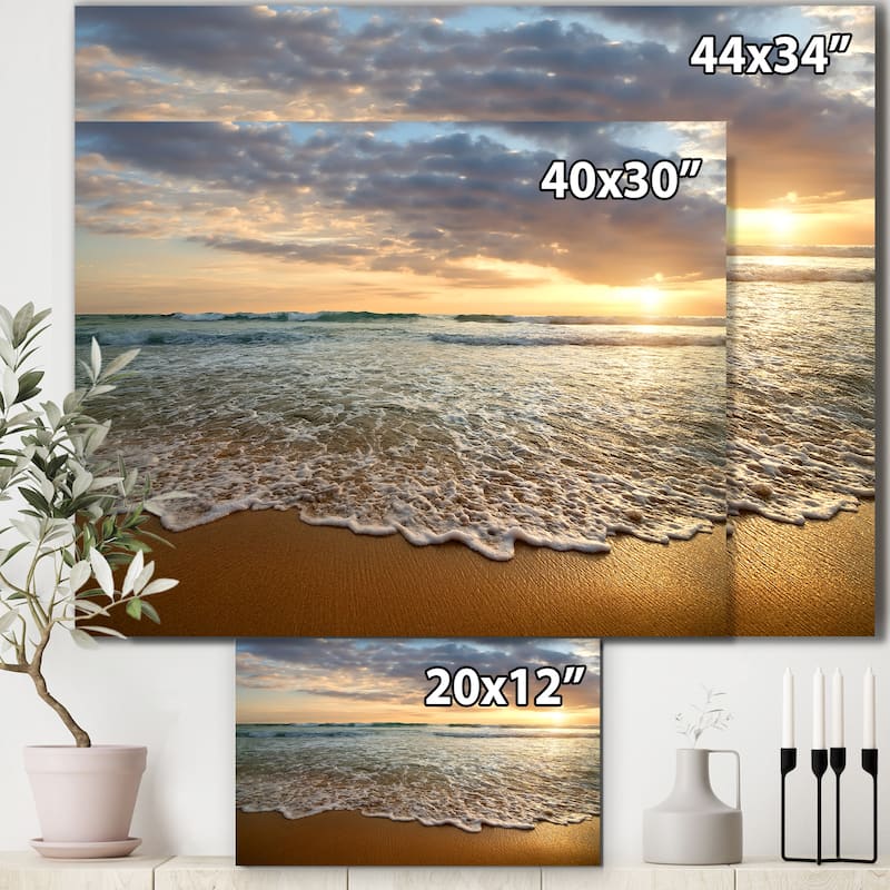 Bright Cloudy Sunset in Calm Ocean - Contemporary Seascape Art Canvas