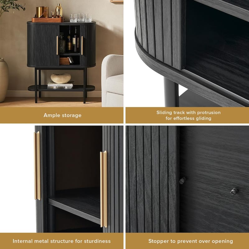 mopio Quin Storage Cabinet, Tambour Fluted Entryway Accent Sofa Tables