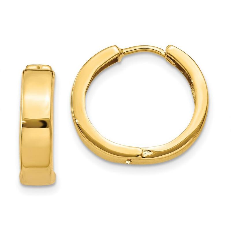 Curata 10k Yellow Gold Square Hinged Hoop Earrings - 15x3.5mm