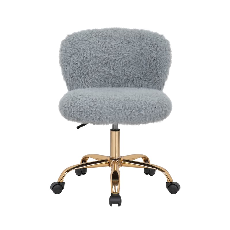 Porthos Home Itzel Armless Office Chair, Plush Fabric, Gold Legs