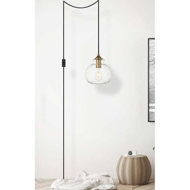 Destiny 1-Light Plug in Pendant with clear shade - 8" Diameter