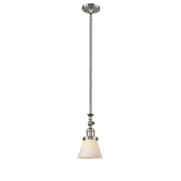 Innovations Lighting Small Cone 6" Wide Adjustable Mini Pendant - Brushed Satin Nickel / Matte White Cased