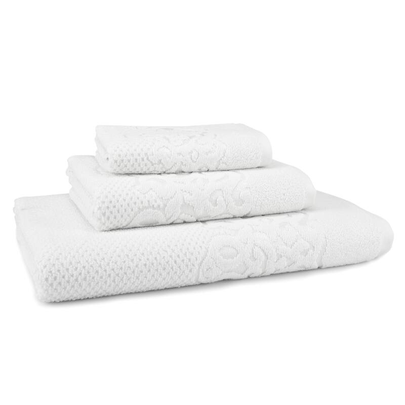 East'N Blue Galata Turkish Cotton Bath Towel Set (Set of 3) - (1 Bath Towel, 1 Hand Towel, 1 Washcloth) - White