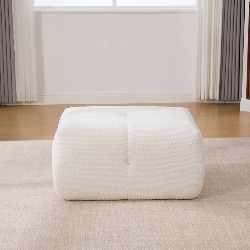 31" Armless Accent Chair with Ottoman, Modern Boneless Deep Seat Lounger Sofa with Soft Cushion and Throw Pillow