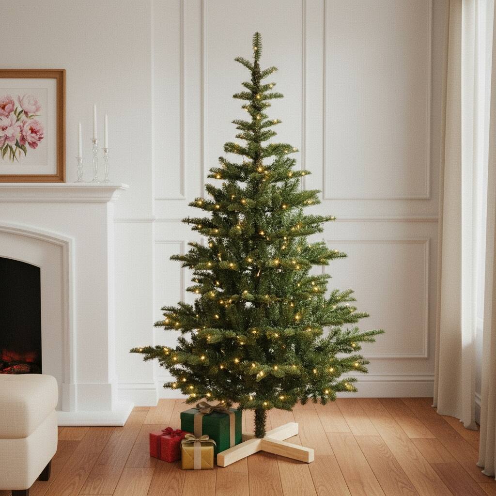 HomeRoots 7' Pre Lit Sparse Fir Christmas Tree - Green - 55.00 in. x 84.00 in. x 55.00 in.