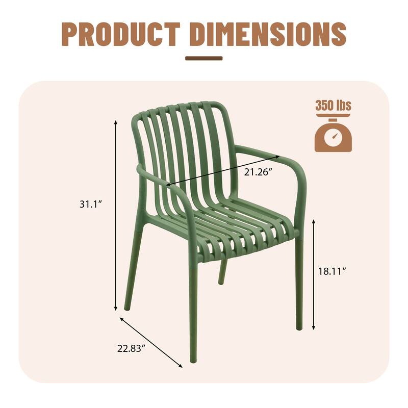 Outdoor Dining Set 9-Piece Stackable Plastic Lightweight Dining Armchair and Extendable Dining Table