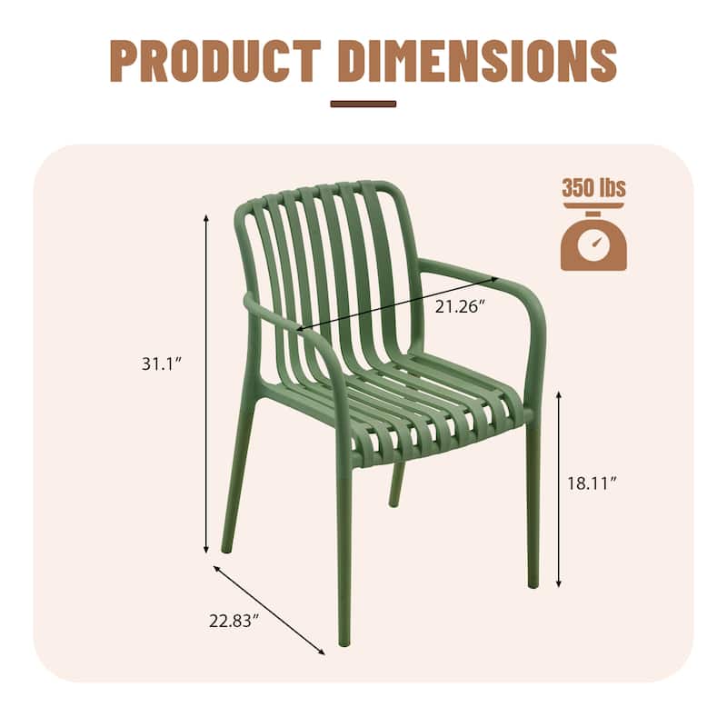 Outdoor Stackable Plastic Chairs Dining Chair Set 4-Piece Lightweight Armchair