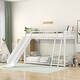 preview thumbnail 1 of 18, Modern Twin over Twin Metal Bunk Kids Bed with Slide,Ladder,Guardrail White