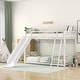 preview thumbnail 2 of 4, Twin over Twin Metal Bunk Bed with Slide, Twin Bunk Beds with Ladder for Girls Boys, White