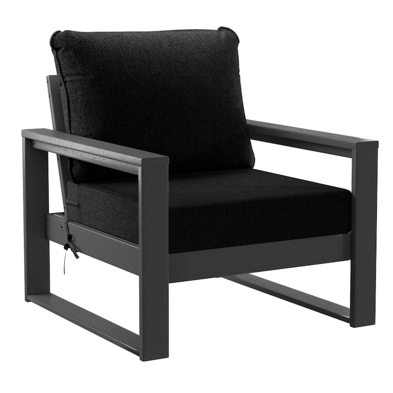 Polytrends Endless Patio Deep Seating Club Chair with Gray Frame (Set of 2)
