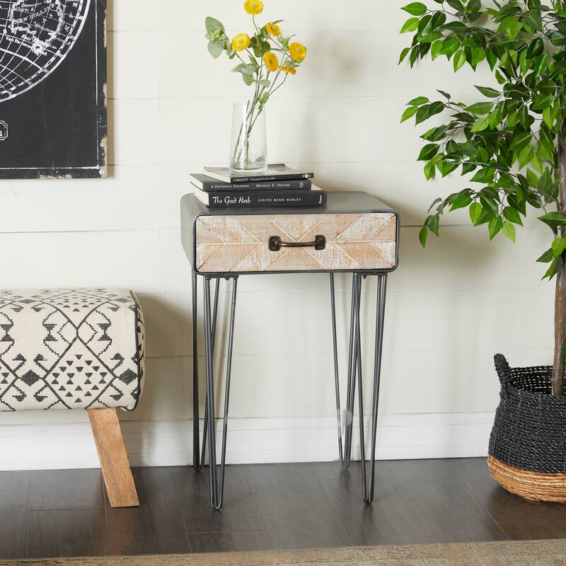 Black Metal Modern Accent Table - 12"W x 17"L x 26"H