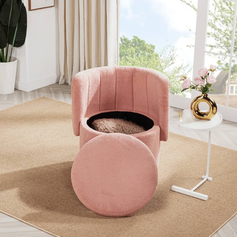Boucle Swivel Chair with Storage Base