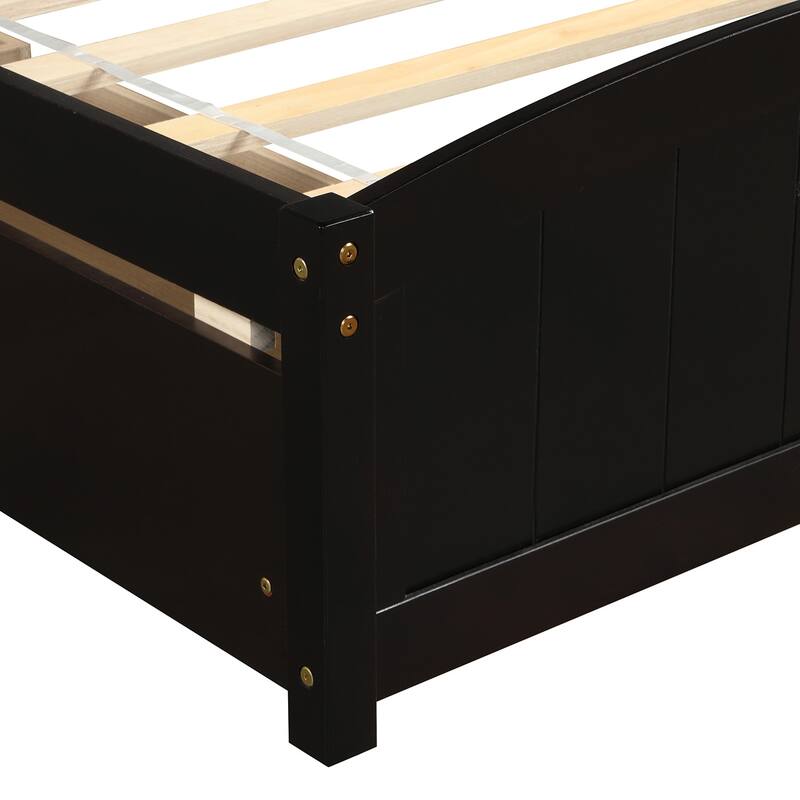 Wood Twin Size Platform Bed Solid Construction Twin Bed Frame