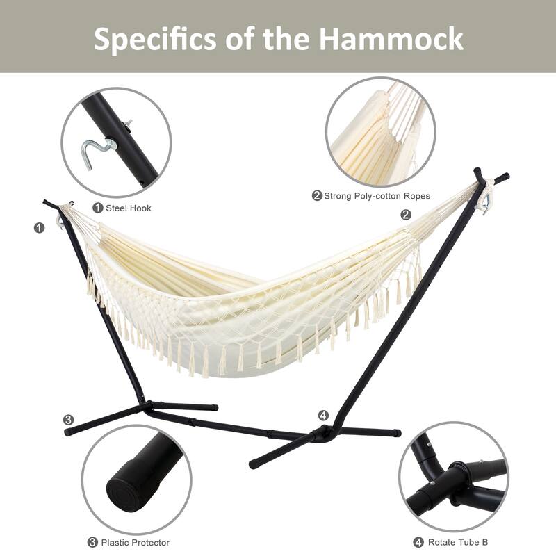 10.7 ft. 2-Person Brazilian-Style hammock with Stand - Convertible