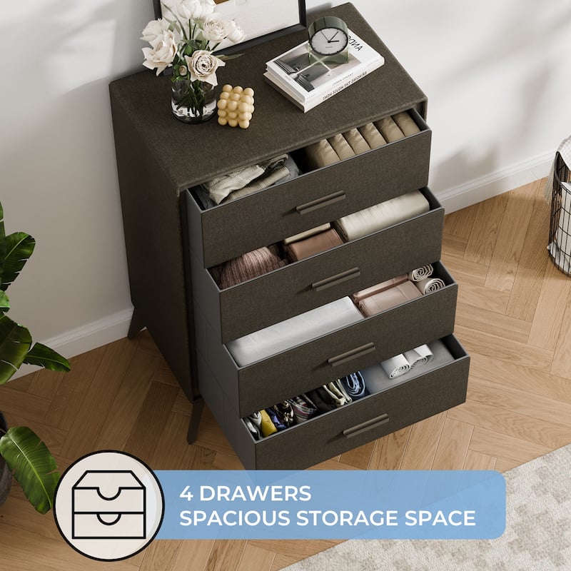 Metal-Framed Fabric Storage Dresser Cabinet with Drawer