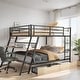 preview thumbnail 2 of 10, Full Size Metal Bunk Bed with Built-in Desk, Light and 2 Drawers, Black