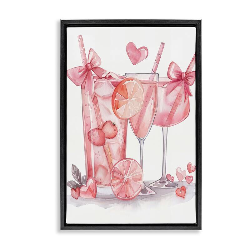 Stupell Pink Glam Cocktail Party Framed Floater Canvas Wall Art Design By LSR Design Studio - 17 x 25 - Black
