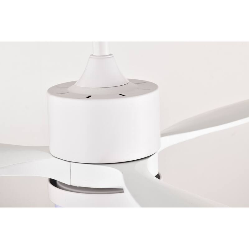 52-inch White on White Solid Wood and Metal Lighted Ceiling Fan LED