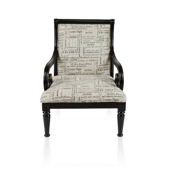 Shop Furniture Of America Scrolli Script Printed Fabric Scroll Arm Accent Chair Overstock