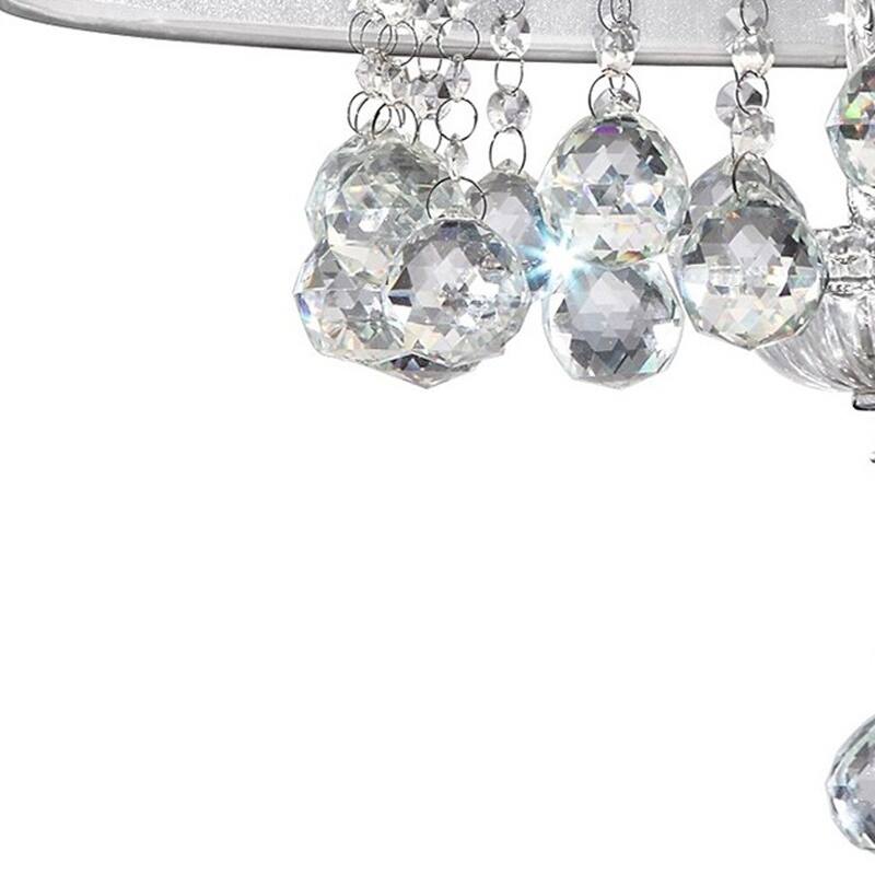 Chic Silver Ceiling Lamp with Crystal Accents and Silver Shade - 19" x 20" x 20"