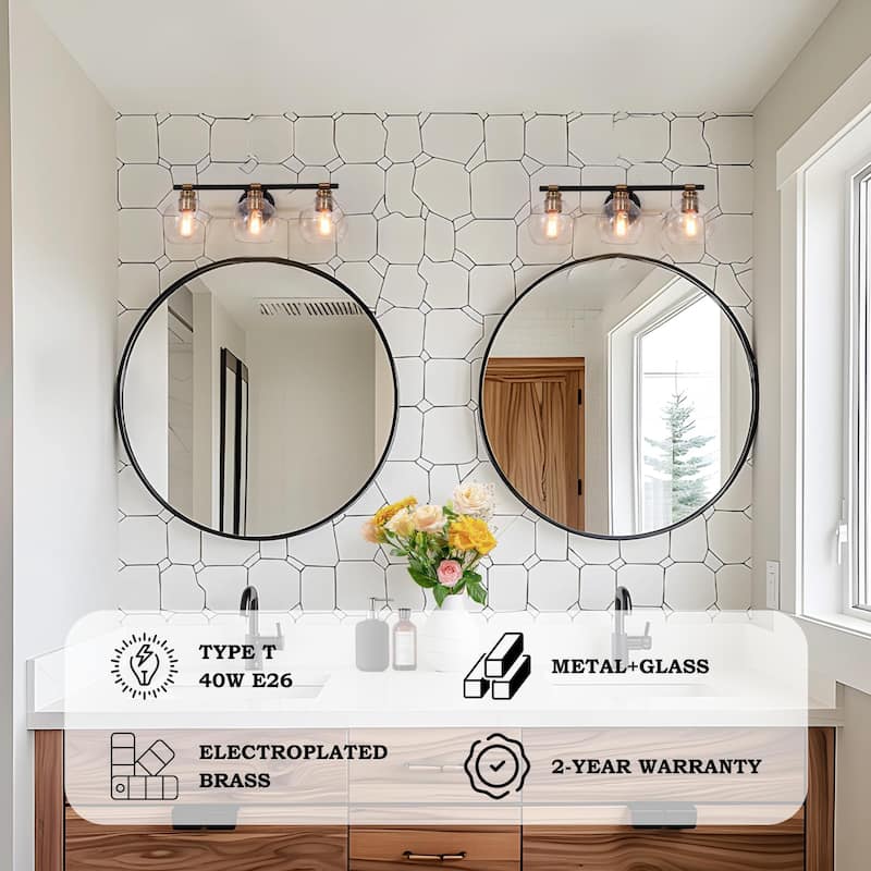 Iain Modern Black 3/4-Light Bathroom Vanity Lights Globe Seeded Glass Dimmable Wall Sconces