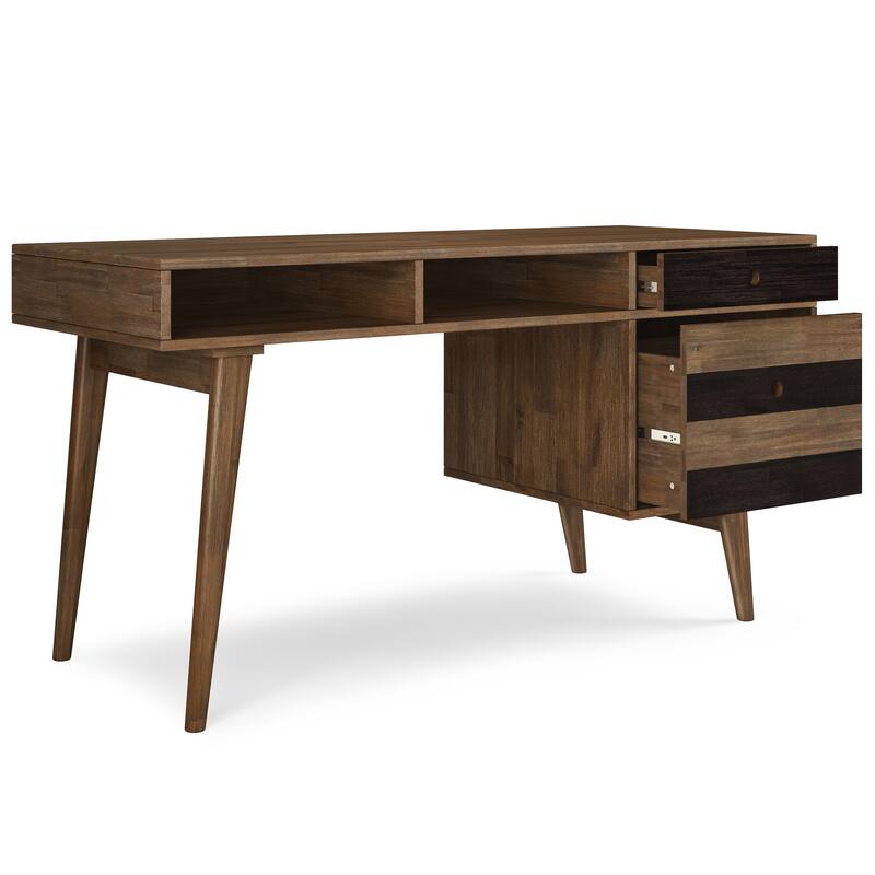 WYNDENHALL Wright SOLID WOOD Contemporary 60 inch Wide Desk with drawers in Rustic Natural Aged Brown