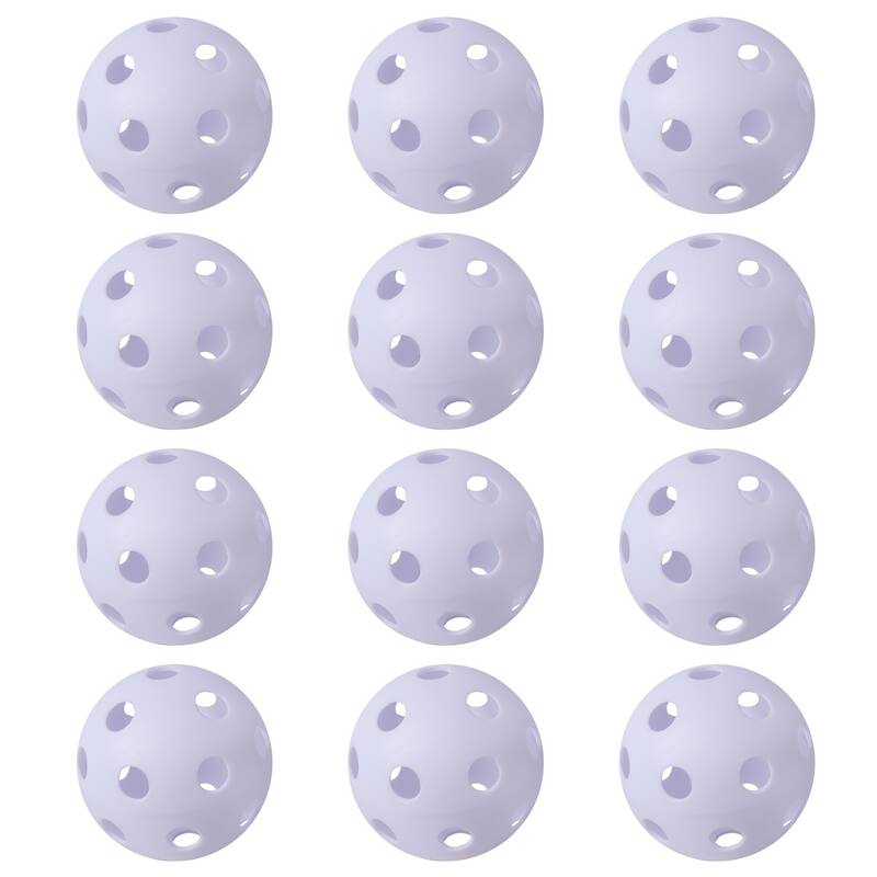 GSE™ 12-Pack Plastic Hollow Practice Baseballs, Training Softballs/Baseballs, Compatible with Indoor Pickleball Balls - White