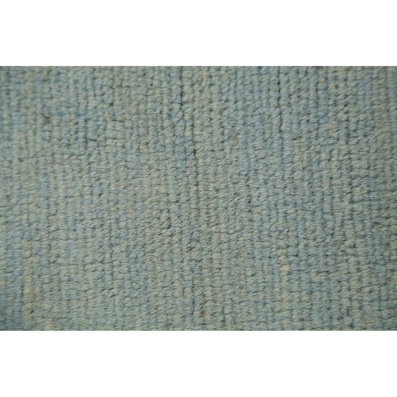 Light Blue Gabbeh Modern Rug Hand-Knotted Solid Wool Carpet - 2'7" x 3'9"
