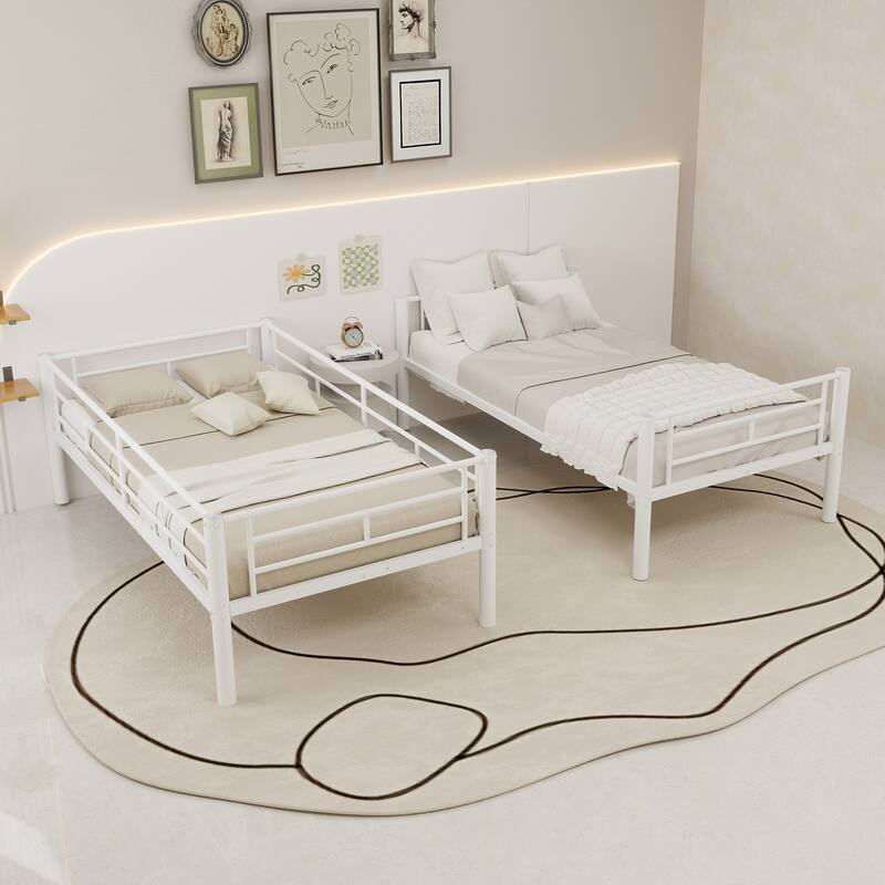 GDFStudio - Twin Over Twin Metal Convertible Bunk Bed Frame