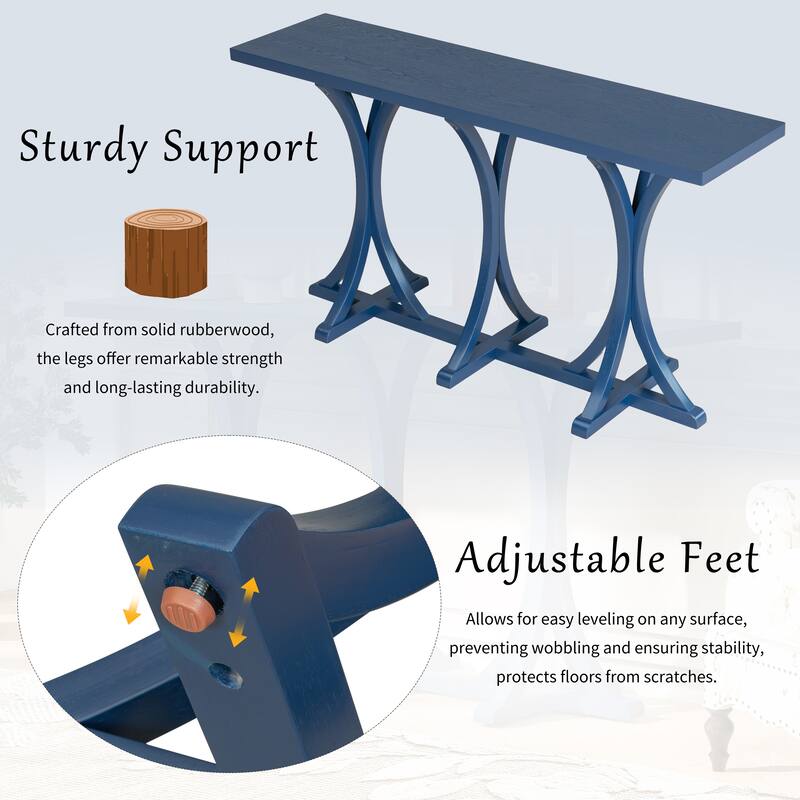 Wooden Console Table with Oak Veneer Top & Curved Legs, Living Room Entryway Table Sofa Side Table Accetn Table