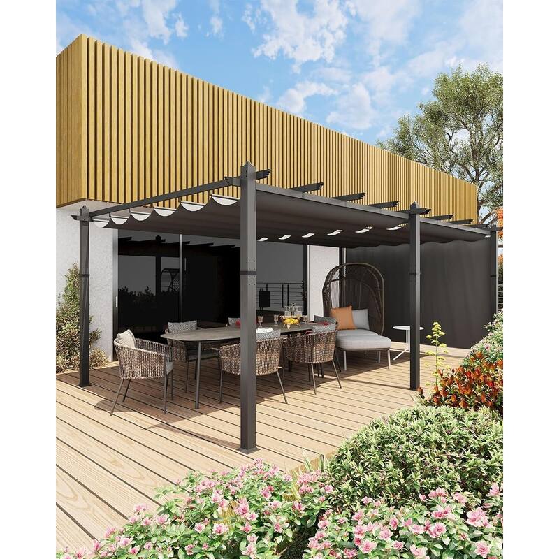 10x20 Ft Outdoor Aluminum Heavy-Duty Patio Pergola for Existing Deck Backyard Garden Porch - 12X20 Ft
