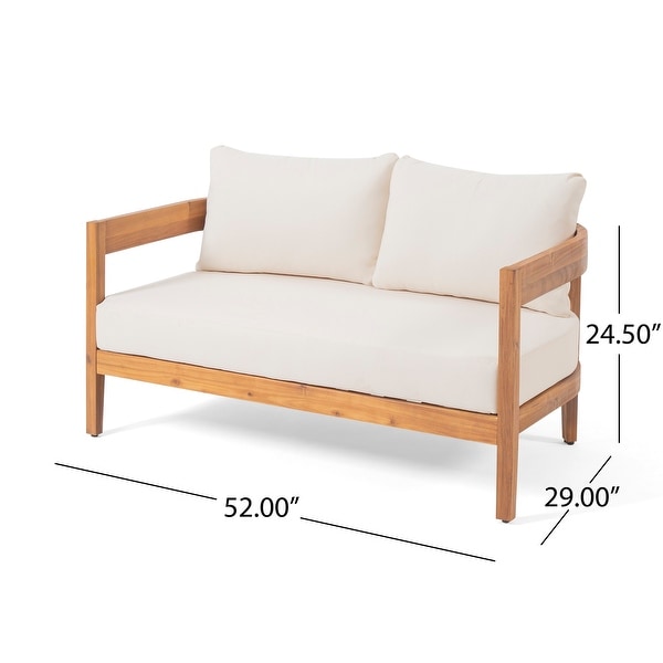 Brooklyn Outdoor Acacia Wood 4 Seater Chat Set with Cushions by