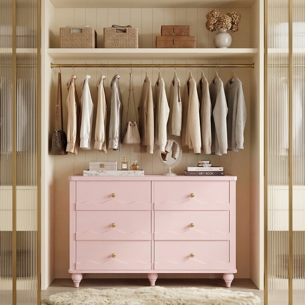 Narill Wave-Inspired 6-Drawer Dresser Closet Organizer, 43-In
