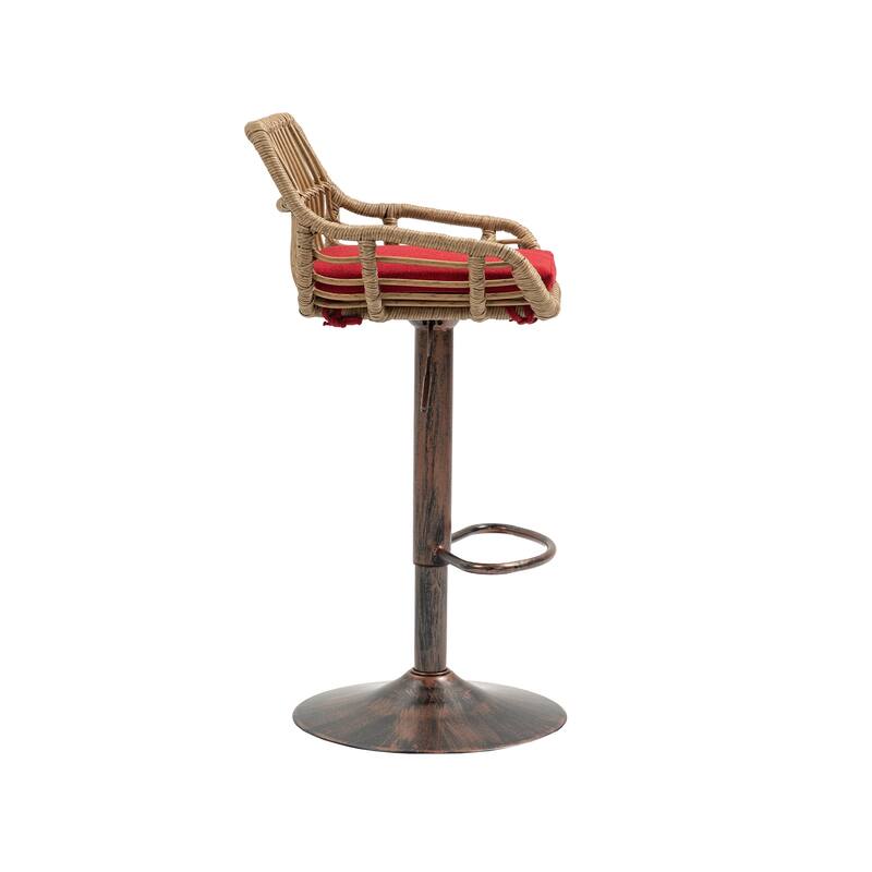 Set of 2 Swivel Bar Stools Adjustable Counter Height with Footrest