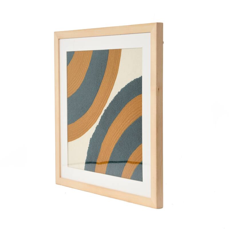 18" Square Abstract Embroidery in Wood Frame