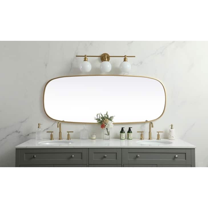 Indigo Home Metal Frame Oval Mirror 24x60 Inch