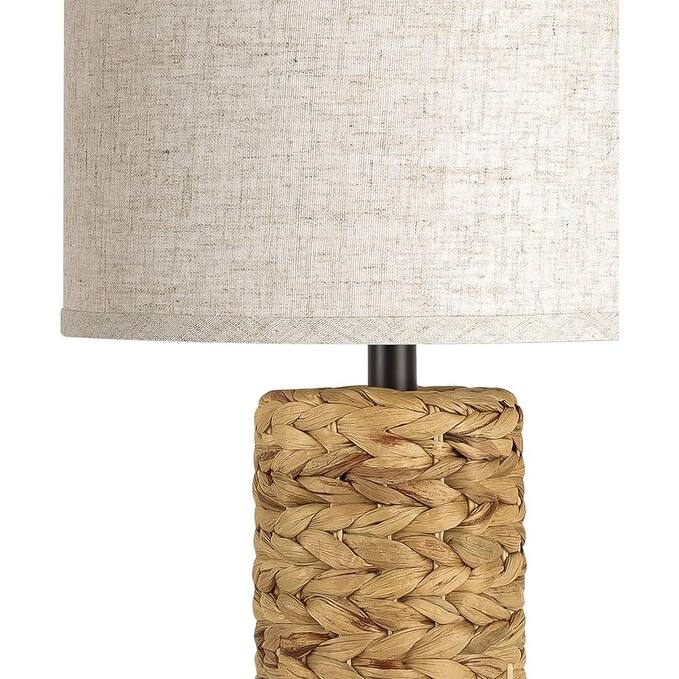 Anmytek Seagrass Table Lamps Set of 2 with USB Charging Ports and Outlet Coastal Farmhouse Style