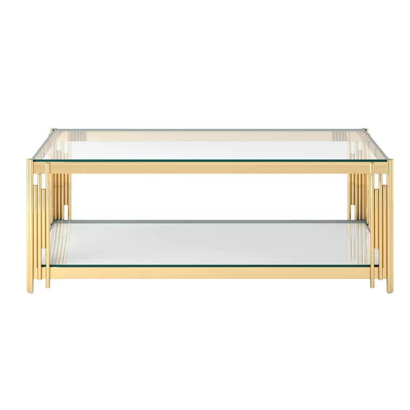 Contemporary Metal and Glass Rectangular Coffee Table