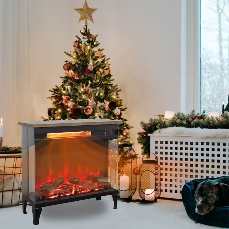 24 Inch Three Sided Glass Electric Fireplace With Feet