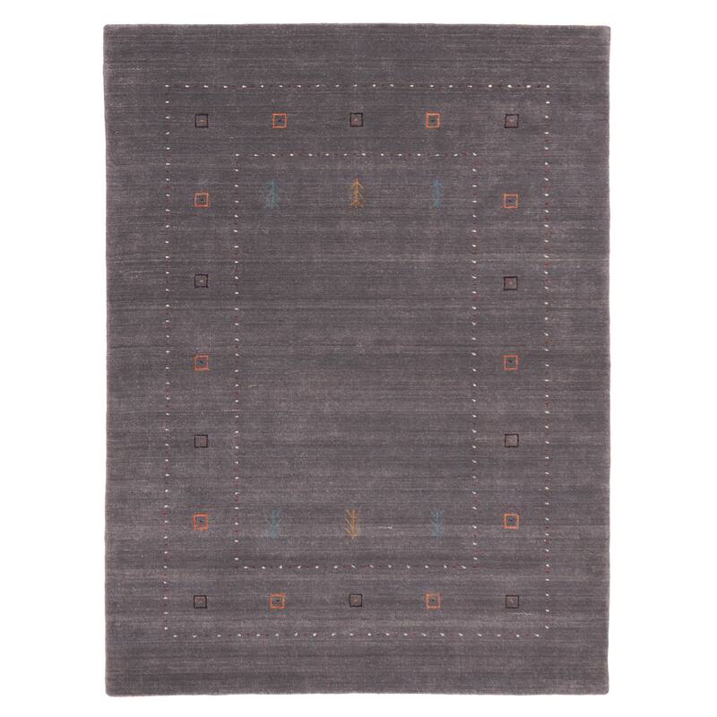 ECARPETGALLERY Hand Loomed Kashkuli Gabbeh Dark Grey Wool Rug - 5'2 x 6'11