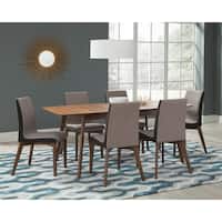 Lana Natural Walnut and Grey 9-piece Dining Set with Butterfly Leaf ...