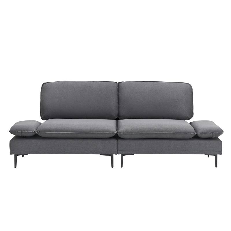 89-inch Dark Grey Polyester Blend Sofa for Offices, Apartments and Living Rooms