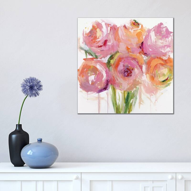 iCanvas "Pink Peonies" by Emma Bell Canvas Print - 18x18x1.5
