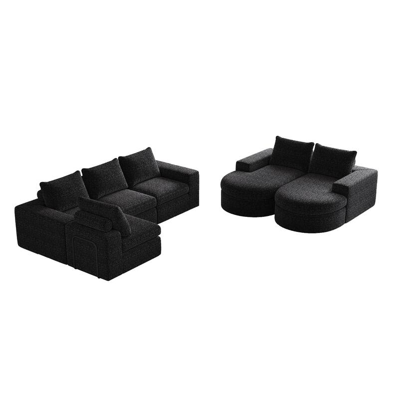 Roomfitters 99" Modern Chenille Cloud Curved Sectional Sofa with Chaise, L-Shaped Couch, for Living Room or Apartment