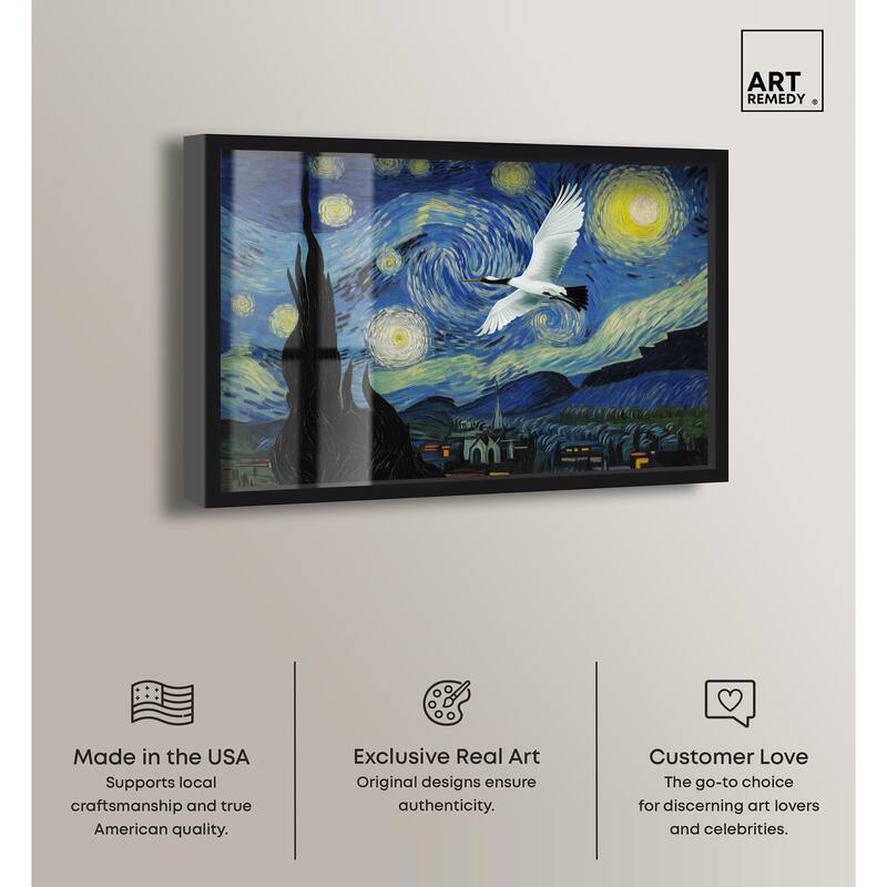 Crane Starry Night Shadowbox by Art Remedy