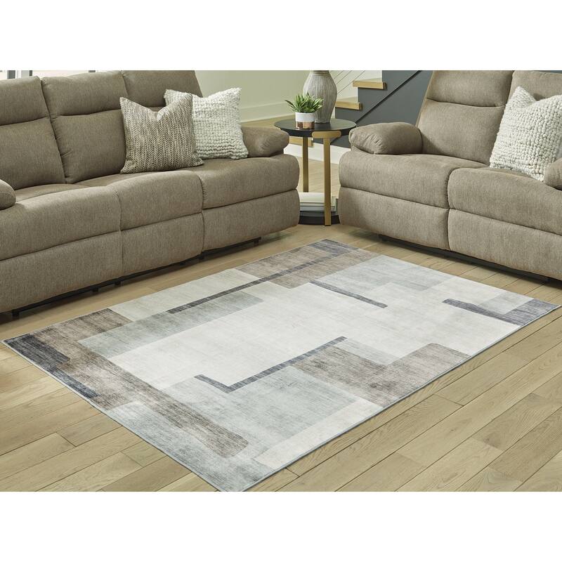 Signature Design by Ashley Larkport Beige/Brown Washable Area Rug - 60" W x 84" D x 0.2" H