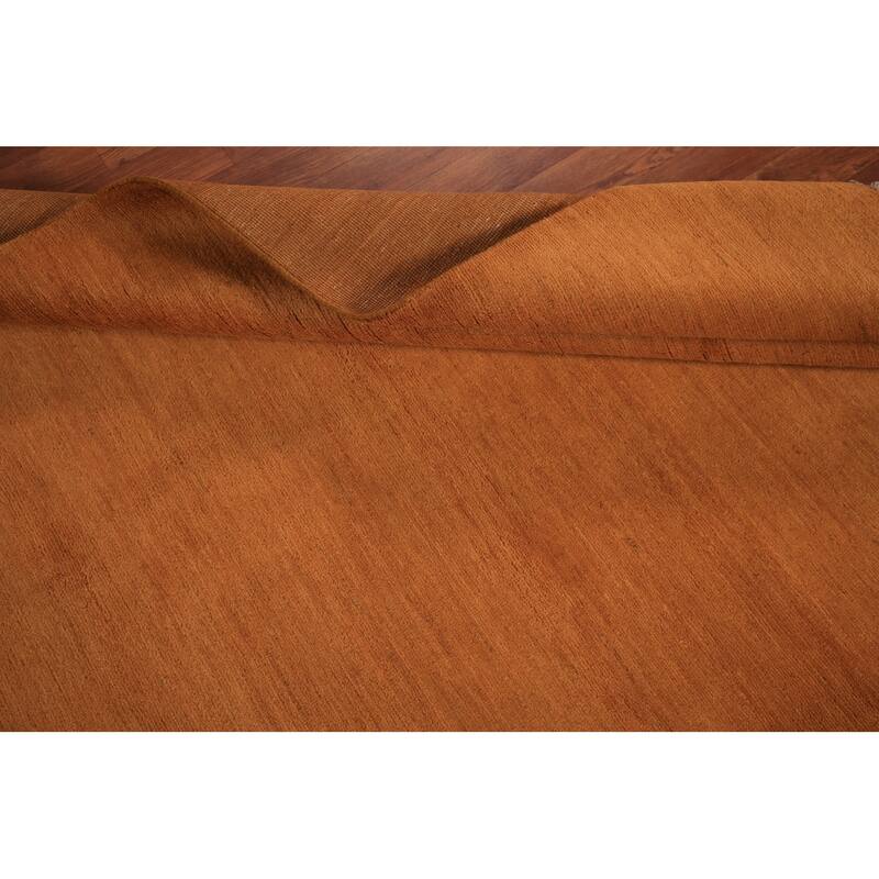 Solid Orange Gabbeh Oriental Area Rug Handmade Wool Carpet - 4'10" x 6'9"